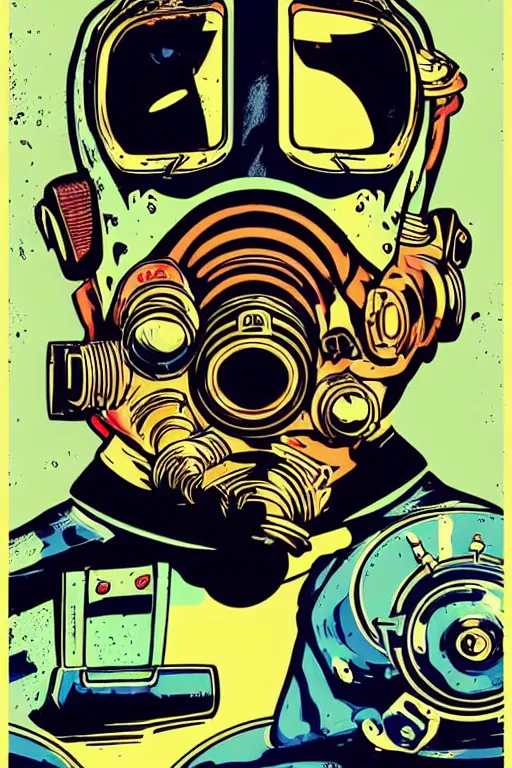 Image similar to fallout 7 6 retro futurist illustration art by butcher billy, sticker, colorful, illustration, highly detailed, simple, smooth and clean vector curves, no jagged lines, vector art, smooth andy warhol style