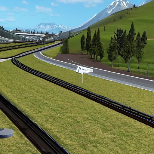 Image similar to Euro track simulator 2022 screenshot, realistic landscape of mid Europe