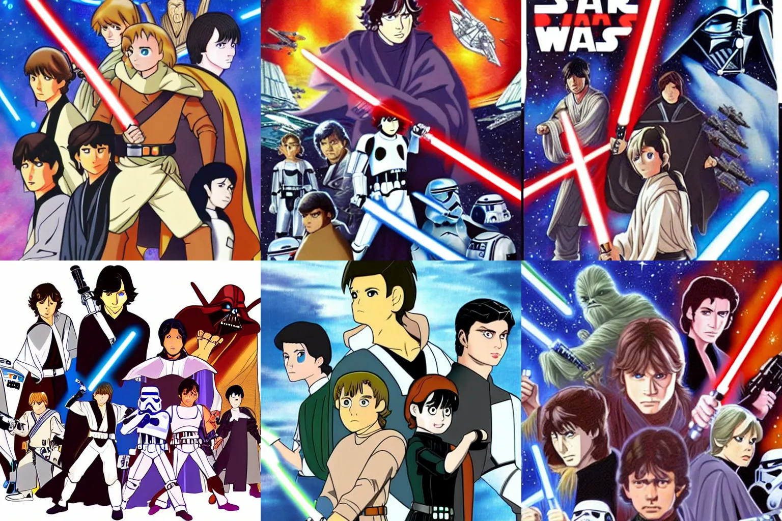 Prompt: Star wars offical anime 90s