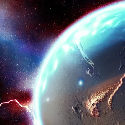 Prompt: meteor hitting earth shock wave high quality image realistic