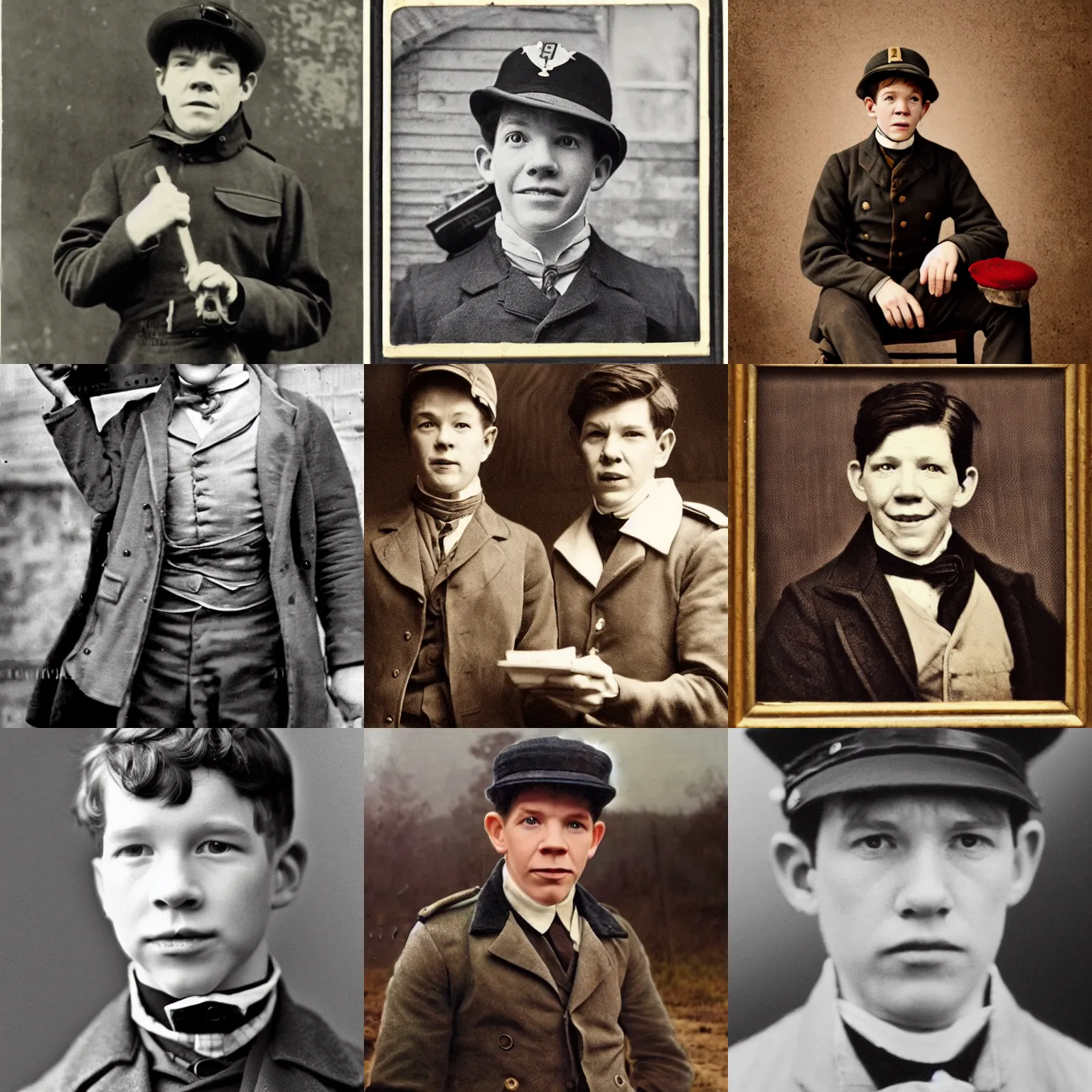 Prompt: young Lee Evans as a 19th century postman, cinematic lighting, highly detailed, realistic, antique photography