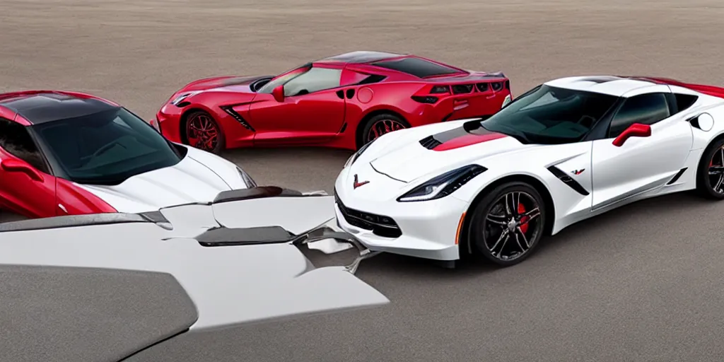 Image similar to chevrolet corvette stingray coupe z 5 1 2 lt, in red and white