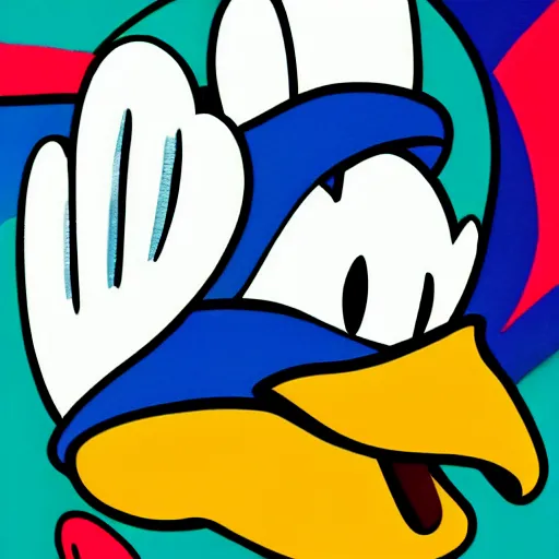 Image similar to modern abstract minimalist art of Donald Duck