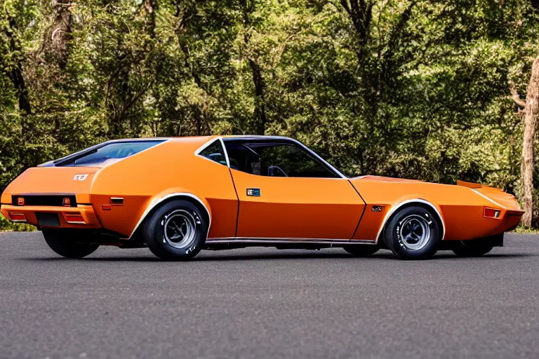 Image similar to 1974 AMC AMX/3, (Sony a7R IV, symmetric balance, polarizing filter, Photolab, Lightroom, 4K, Dolby Vision, Photography Award)