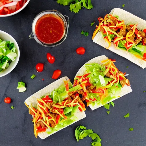 Prompt: a taco sandwich, cookbook photo