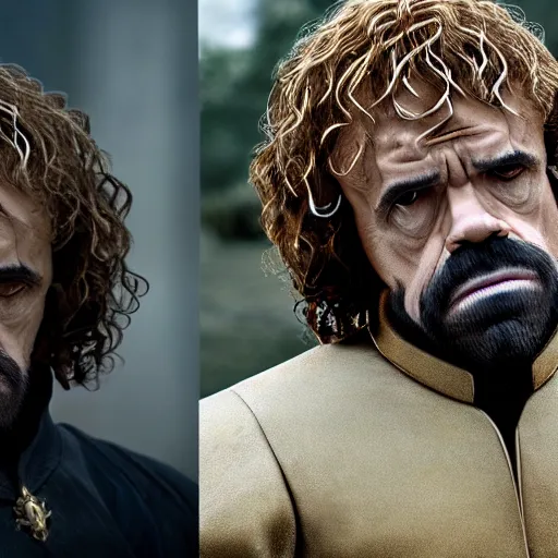 Image similar to Film still of Obama as Tyrion Lannister. Extremely detailed. Screenshot. 4K. Cinematic lighting.