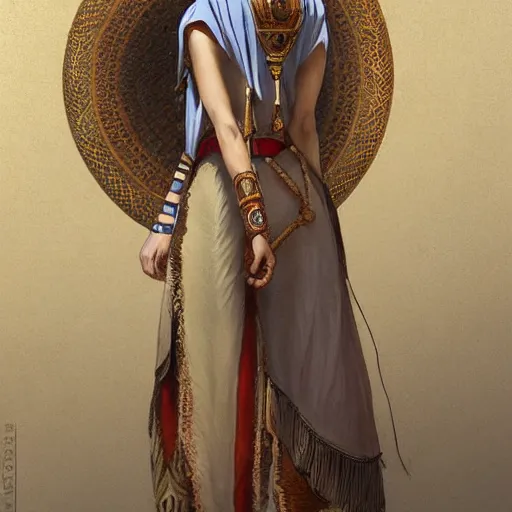 Image similar to A well dressed sumerian woman in a major Mesopotamian city, highly detailed, digital painting, artstation, concept art, sharp focus, illustration, cinematic lighting, art by artgerm and greg rutkowski and alphonse mucha