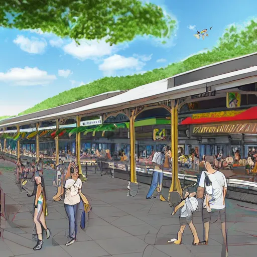 Image similar to Concept art for a hawker centre