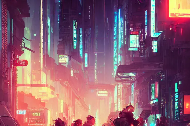 Image similar to cyberpunk street, by wlop, rain, poster, anime key visual, artstation