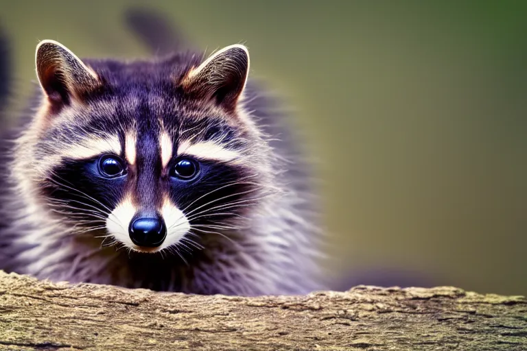 Image similar to a cat racoon!!! hybrid! hyper realistic!! realistic lighting!! wildlife photographer of the year!!! bold natural colors, national geographic, hd, wide angle, 8 k