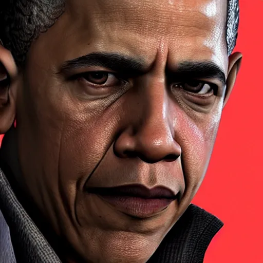 Image similar to Barak Obama in Devil May Cry, film still, photorealistic