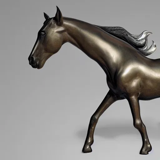 Prompt: a beautiful horse statue made of glass, realistic, natural lighting,