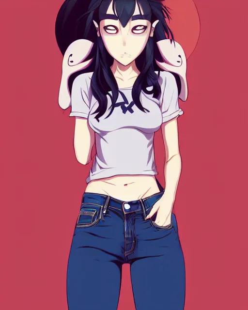 Prompt: fullbody shot of wild half - fox woman with fox nose and ears, wearing summer jeans shorts and tshirt, anime art, concept art, detailed attractive face with fox nose and fox mouth, symmetrical, trending on pixiv, by lois van baarle by sung choi by john kirby artgerm style pascal blanche and magali villeneuve and hayao miyazaki