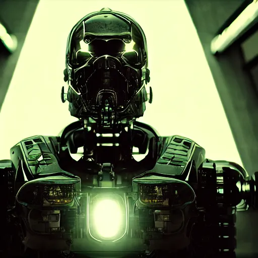 Image similar to movie still of a cool cyborg, cinematic composition, cinematic light, by tobe hopper