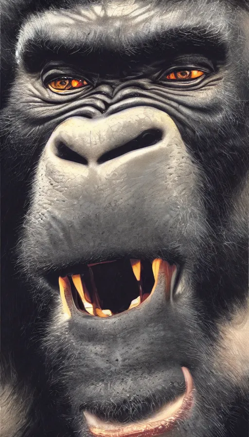 Image similar to portrait of Post Malone as a gorilla, concept art oil painting by Jama Jurabaev and John Berkey, extremely detailed, brush hard, artstation