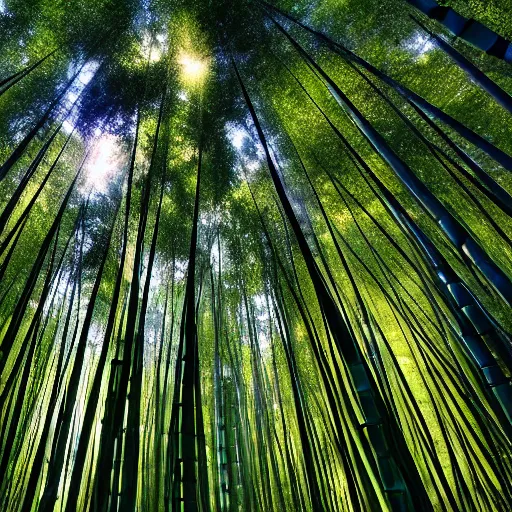 Image similar to cinematic photo of a bamboo forest, light rays, golden ratio,