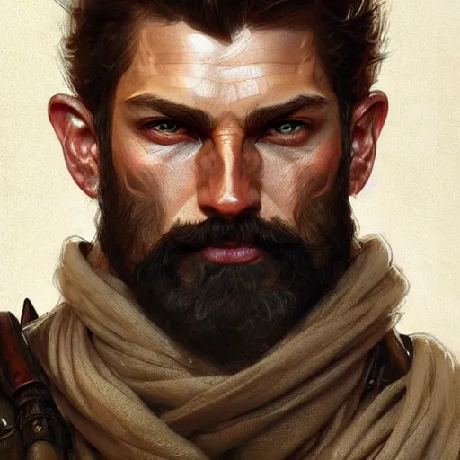 Portrait of rugged male ranger, D&D, amber eyes, face | Stable ...