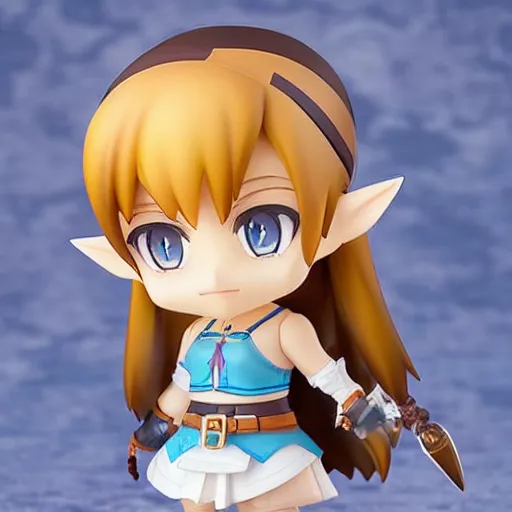 Image similar to beautiful water color concept art of face detailing cute girl in the style of nendoroid and Toon Zelda , anime style, close-up