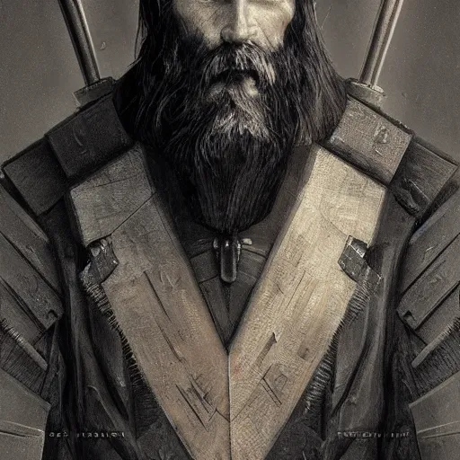 Image similar to grigori rasputin portrait, dystopia core, apocalyptic, armor, warrior, dramatic, sharp focus, fiction, neon, fantasy, hyper detailed, digital art, trending in artstation, cinematic lighting, studio quality, smooth render, unreal engine 5 rendered, octane rendered, art style and nixeu and wlop and krenz cushart