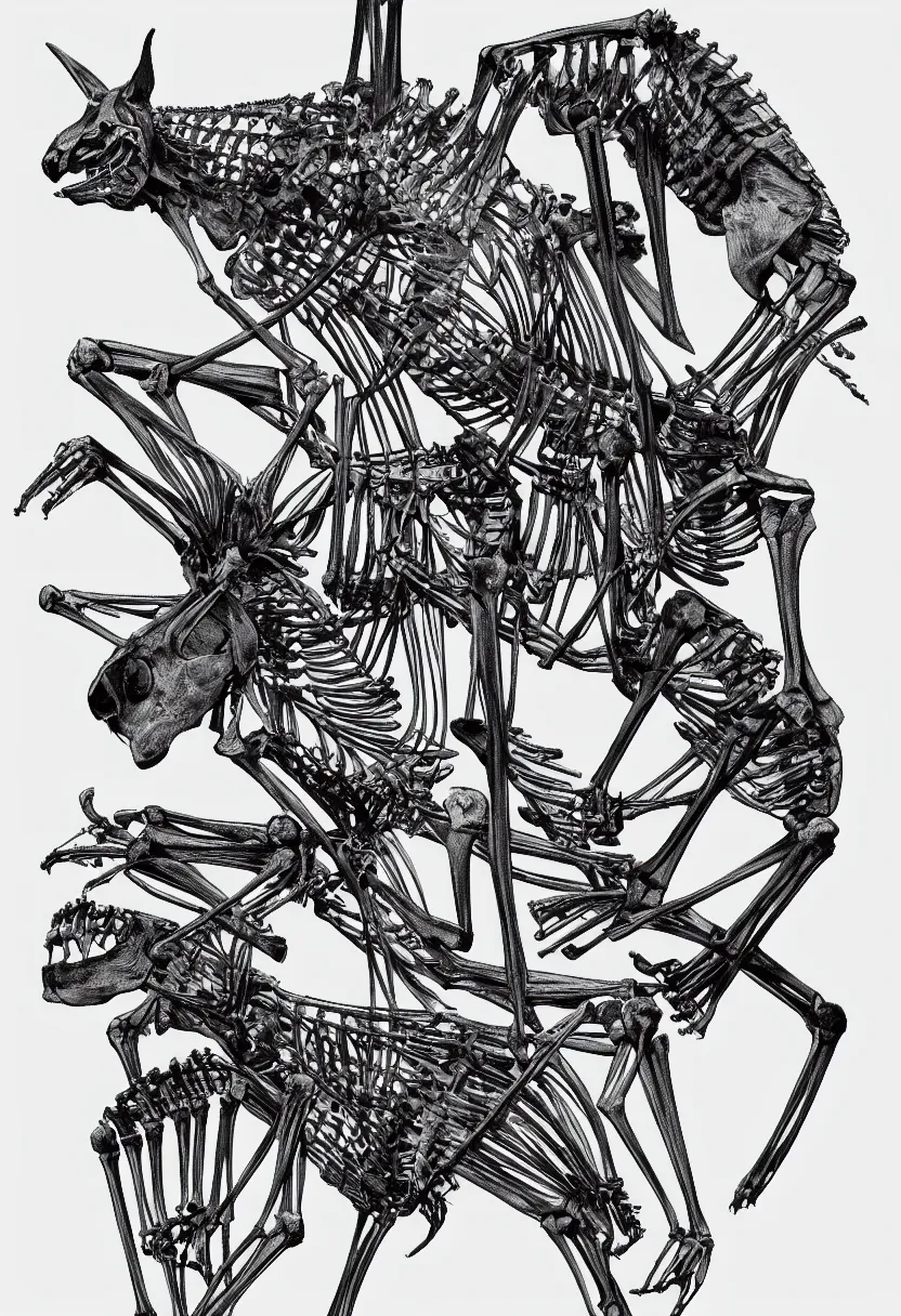 Image similar to pencil illustration of a kangaroo skeleton, highly detailed, on black, silk screen t-shirt design 4K