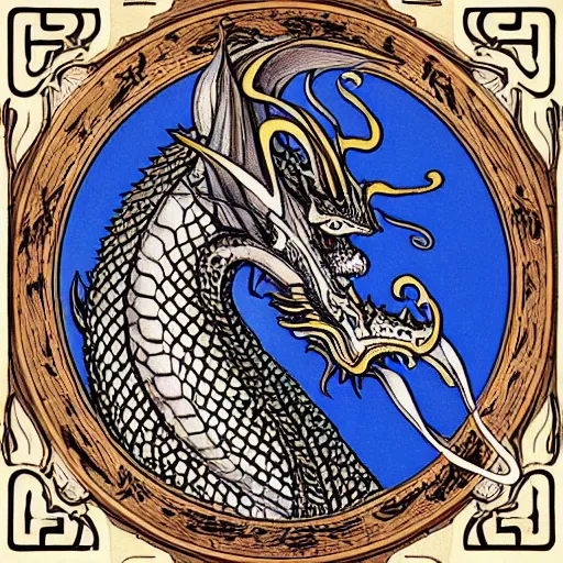 Image similar to “fire breathing dragon, Art Nouveau”