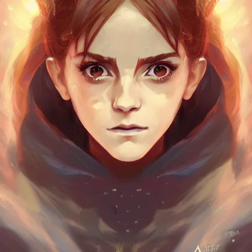 Image similar to anime portrait of Emma Watson as a shaman yedi using dark force to eliminate trump as an anime antagonist by Stanley Artgerm Lau, WLOP, Rossdraws, James Jean, Andrei Riabovitchev, Marc Simonetti, and Sakimichan, trending on artstation