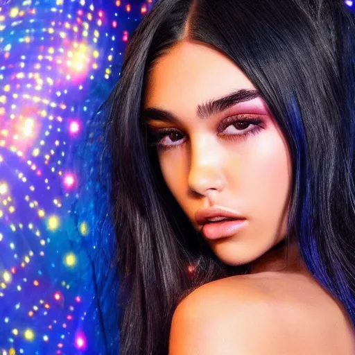 Image similar to madison beer a an intergalactic popstar dancing on a planet, render, blender render, unity render, 4 k wallpaper, art station trending, artstation 4 k coherent, coherent, 4 k, detailed, hyperdetailed, artifact - free, completely coherent, sharp, madison beer