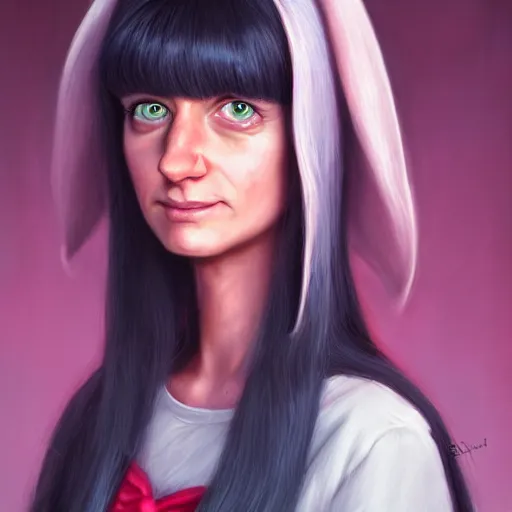 Image similar to beautiful hyperrealistic detailed matte portrait painting of louise belcher, by andreas rocha and john howe, and martin johnson