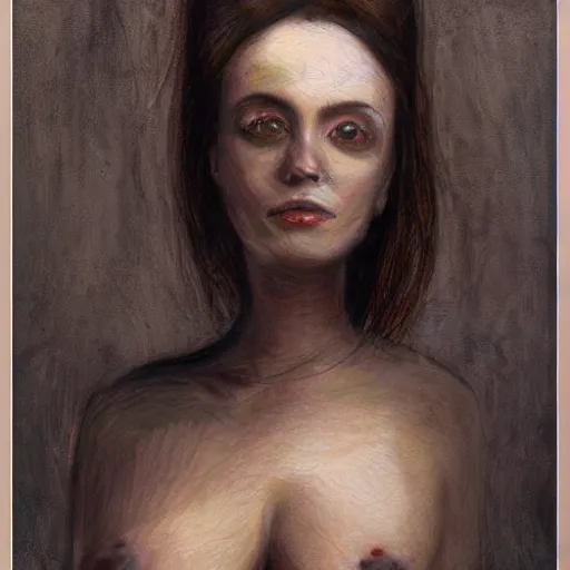 Image similar to a creepy detailed painting of a beautiful woman