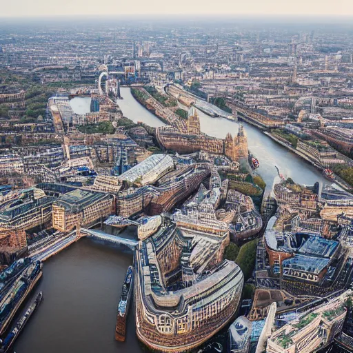 Prompt: 4 k photograph of the london from a hot air balloon