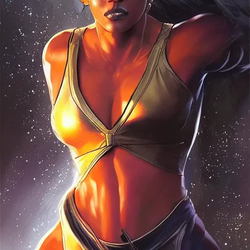 Prompt: halle berry as storm, by artgerm, greg rutkowski, james gurney, alex ross