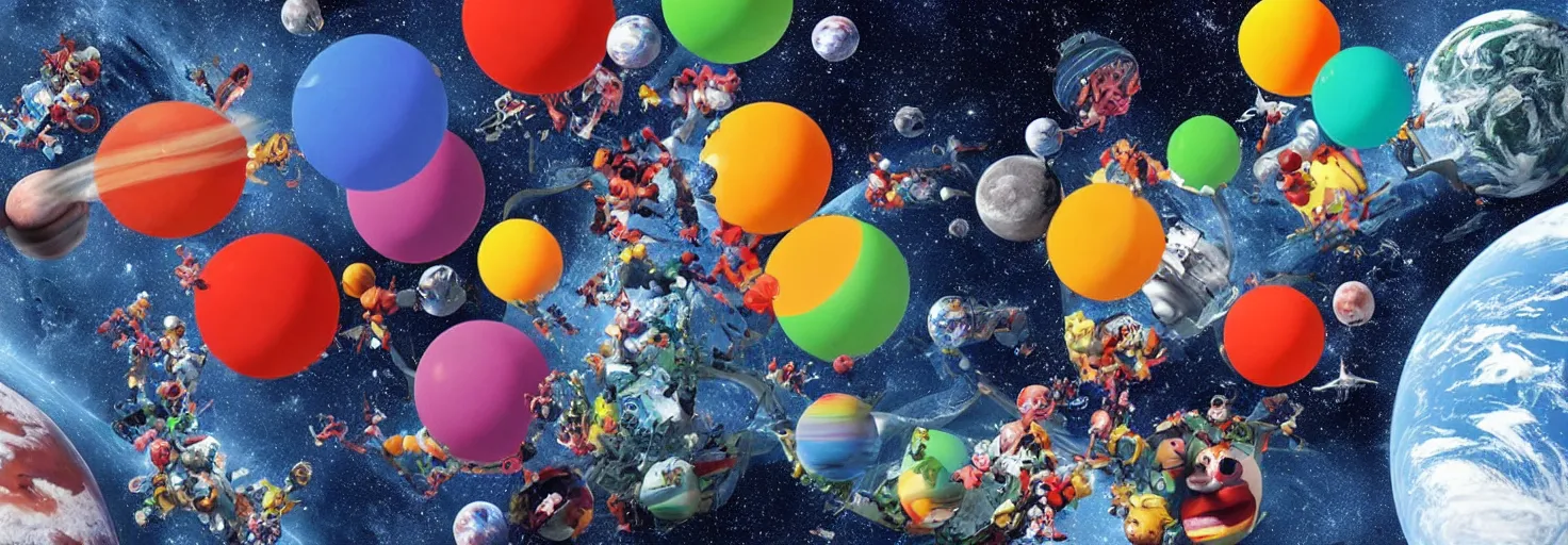 Prompt: Planet Earth in space with plenty of clowns living on it