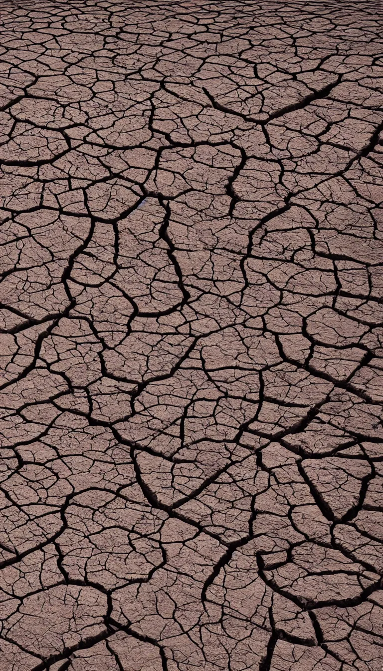 Prompt: multiple cracks in a dry field of mars planet, wide angle shot, volumetric dramatic light, dark black background, sharp focus, highly realistic, octane render, art by greg rutsowski