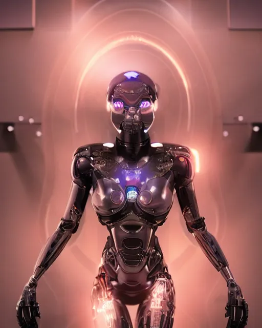 Image similar to cyborg cybersuits goddesses, microchip, artificial intelligence, bio-mechanical bio-luminescence, neurons, nerve cells, octane render, cinematic, rim light, hyper realism, high detail, masterpiece, high fashion