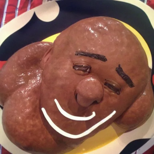 Image similar to a face made of sausage in the shape of nba magic johnson's face