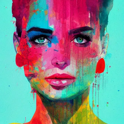 Image similar to portrait of woman, colorful palette, sad, by conrad roset
