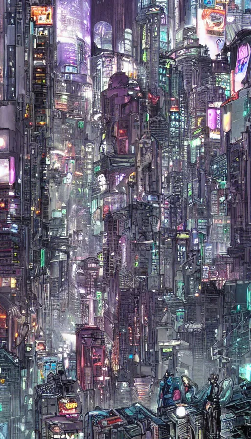 Prompt: a cyberpunk image of a futuristic cityscape of Montreal by masamune shirow