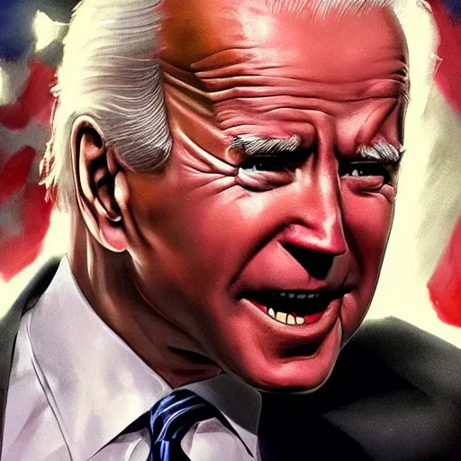 Image similar to joe biden being extremly scary, dramatic lighting, cinematic, establishing shot, extremly high detail, photorealistic, cinematic lighting, artstation, style by James Gurney