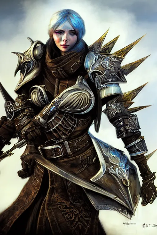 Image similar to Eir Stegalkin on a motorcycle of Guild Wars 2, concept art, close-up, digital art, hyper-realistic, highly detailed