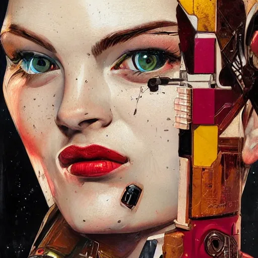 Image similar to portrait of a female android, by Sandra Chevrier and Joseph Christian Leyendecker