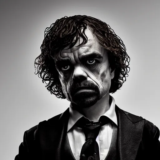 Image similar to stunning awe inspiring peter dinklage as the joker movie still 8 k hdr atmospheric lighting