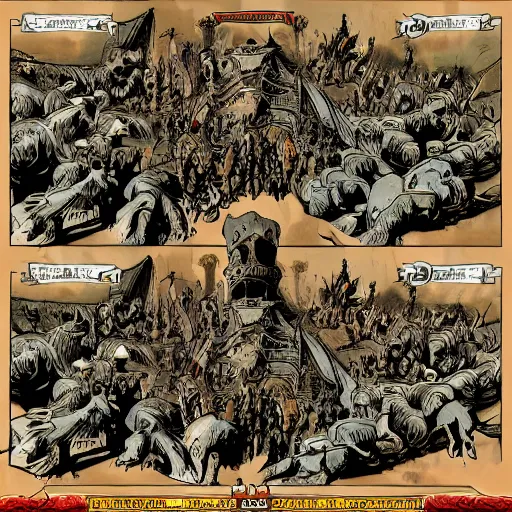 Image similar to Horde of the undead, with the faces of Gollum, attacks the castle, top view, flying dragons,