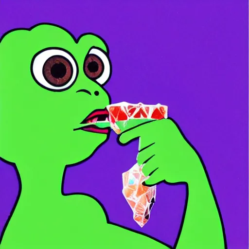 Image similar to pepe eating crystals