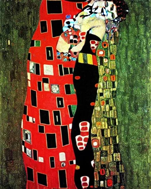 Image similar to red green and black painting by gustav klimt