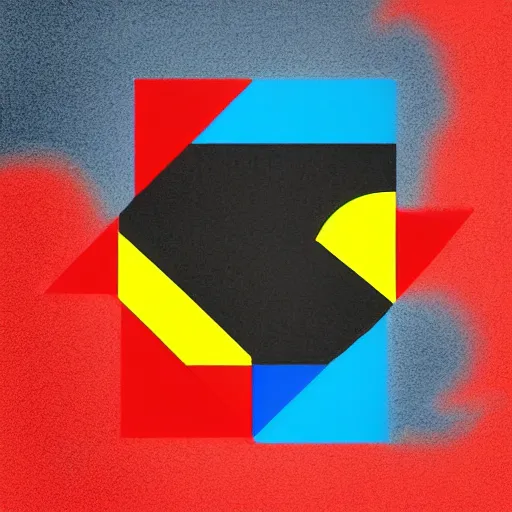 Prompt: a red, yellow and blue logo on a black background, digital art by kamal ud - din behzad, cg society, symbolism, apocalypse art, angular, 3 d