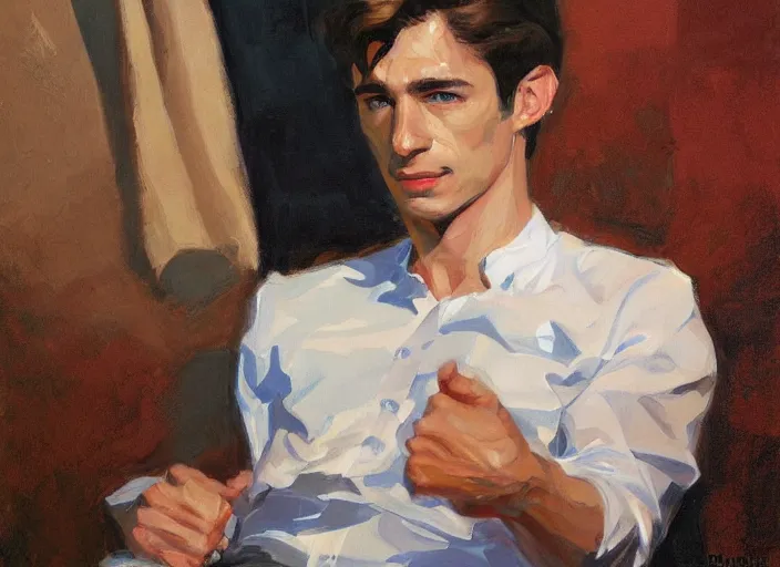 Prompt: a highly detailed beautiful portrait of barry allen, by gregory manchess, james gurney, james jean