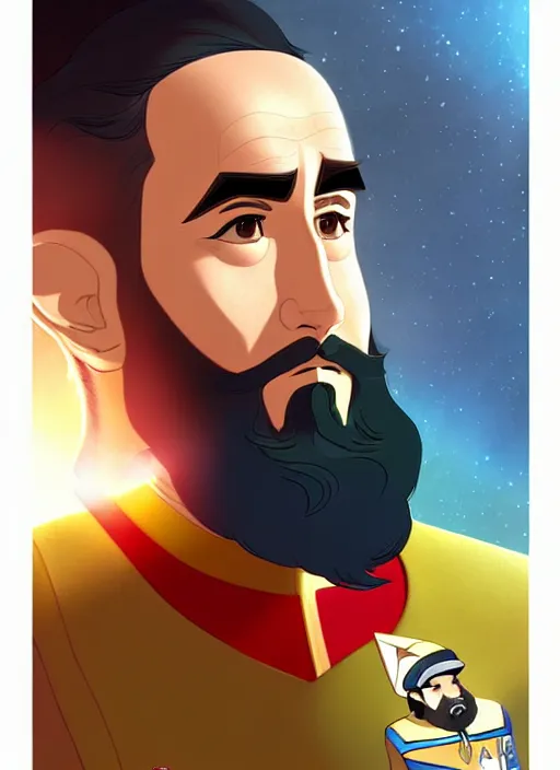 Image similar to cute star trek officer fidel castro, natural lighting, path traced, highly detailed, high quality, digital painting, by don bluth and ross tran and studio ghibli and alphonse mucha, artgerm