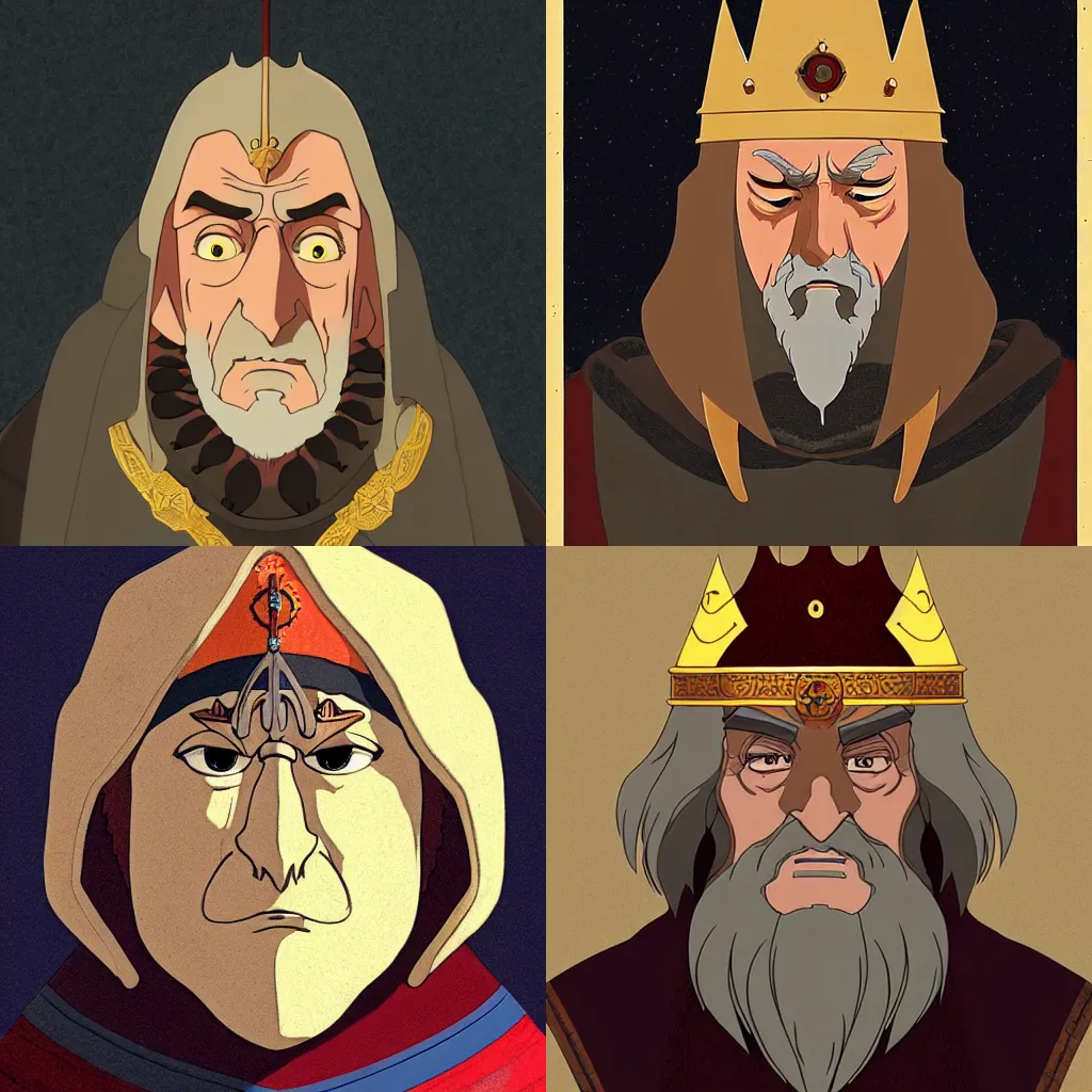 Prompt: portrait of a medieval old king, art by studio ghibli!! and fujita goro and tom whalen, artstation, 8 k