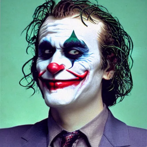 Prompt: the joker's senior yearbook photo, 1 9 8 7