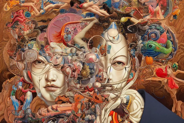 Prompt: akira by james jean and salvador dali and shusei nagaoka, oil on canvas, exquisitely intricate details, surrealism, neoclassicism, renaissance, hyper realistic, ultra detailed, cell shaded, 8 k